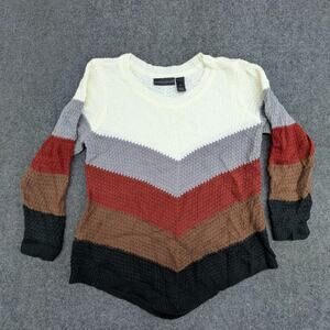 Preswick & Moore Sweater Womens 1X Multicolor Chevron Color Block Knit Pullover